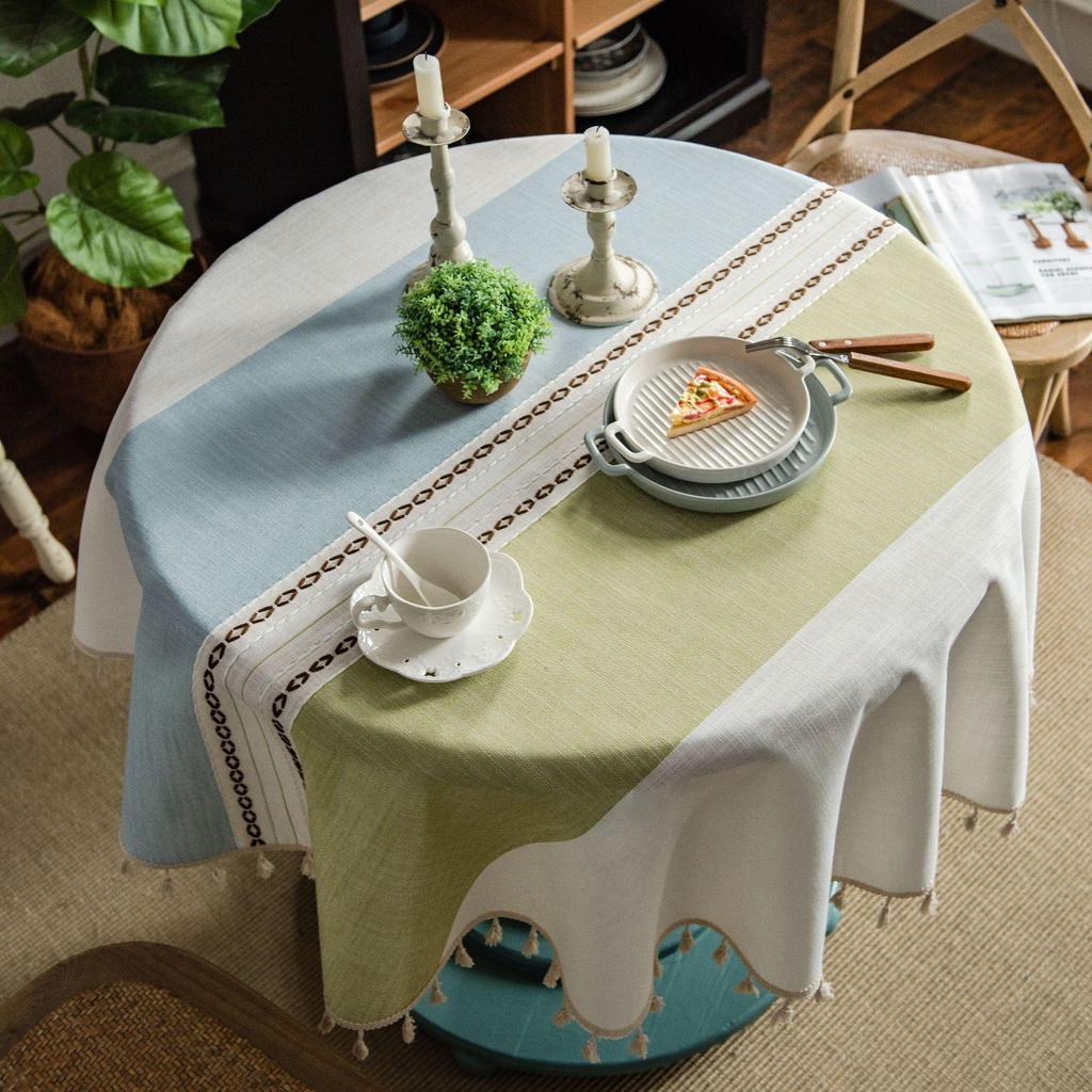 Japanese Cotton Linen Tablecloth - Fresh, Artistic, Round & Rectangular Options