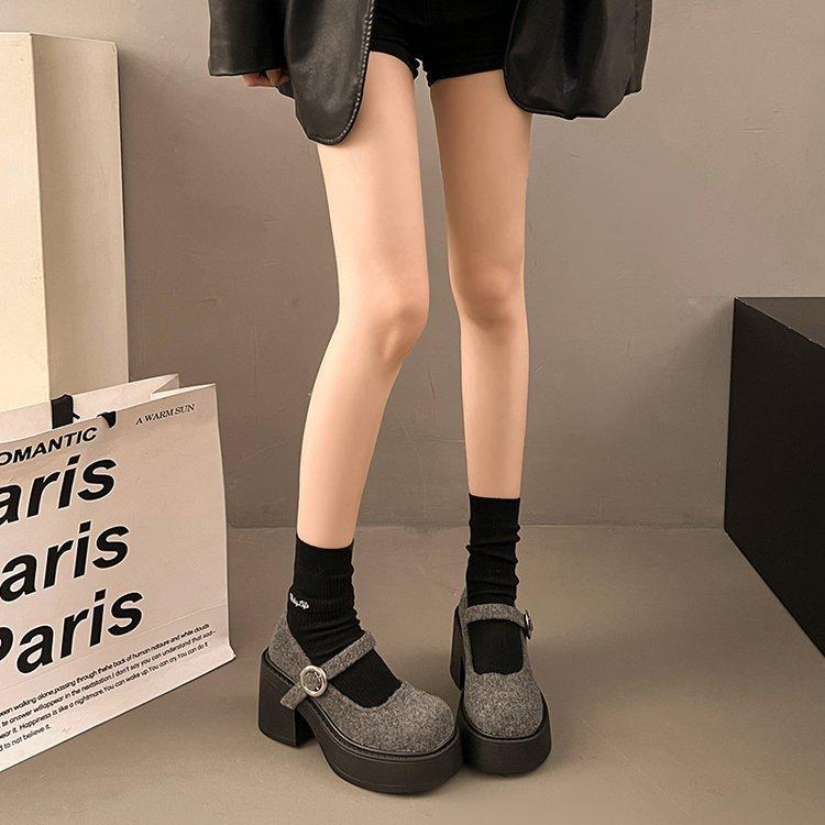 [Yushilai] Platform thick heel fashion Mary Jane shoes women's 2025 spring new French Xiaoxiangfeng high heels