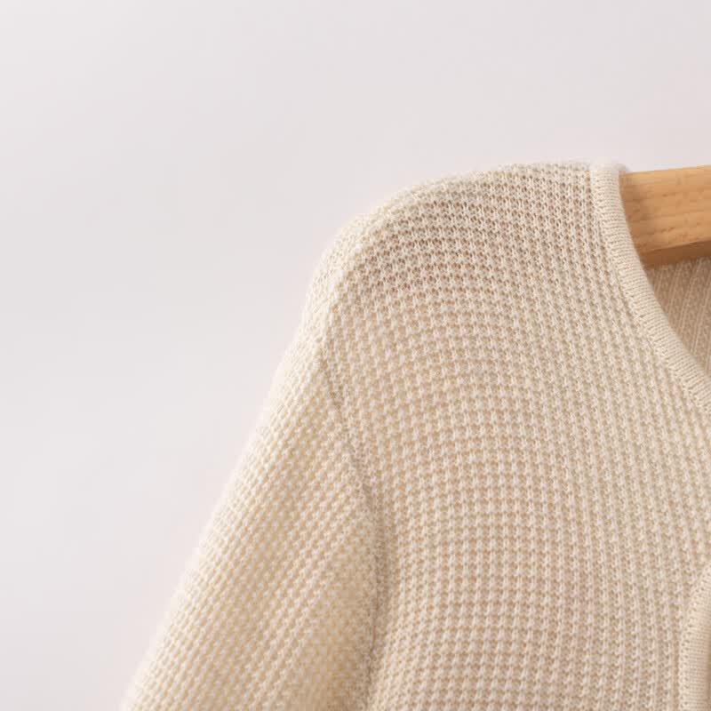 Sanpowa Women's Casual Hollow Out Long Sleeve Knit Top