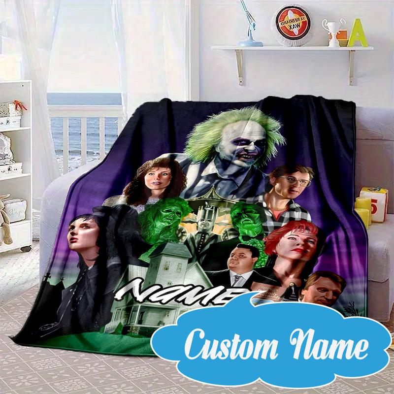 Custom Name Beetle-juice Movie Art Blanket bed sofa Blanket Flannel Blanket for Camping, Hiking, Picnic Essentials,gift for Fan family