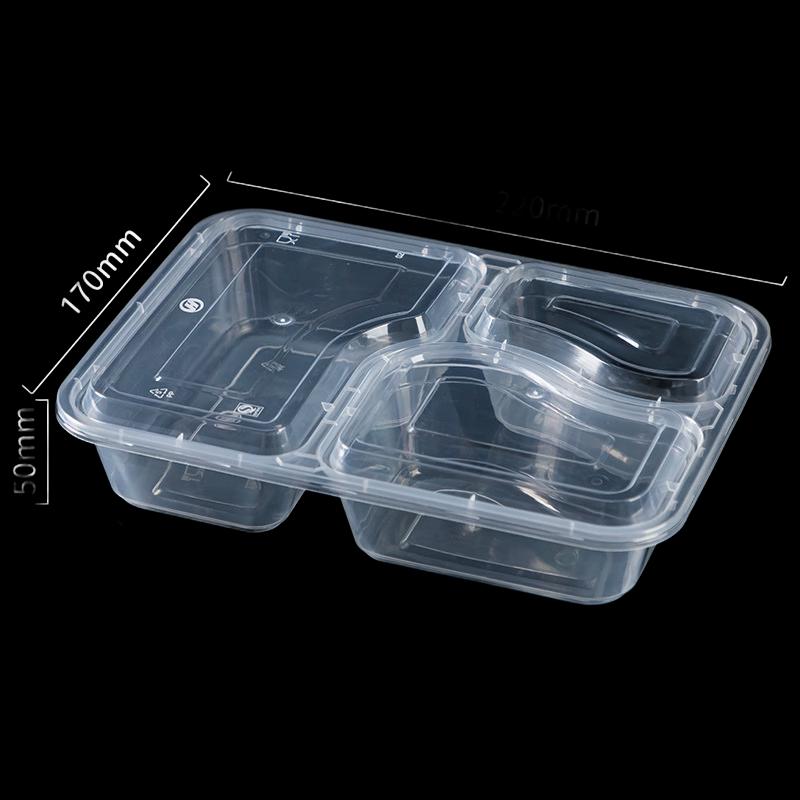 Disposable PP 3-Compartment Takeaway Meal Boxes