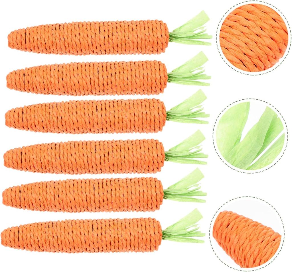 Cat Toy Carrot Sound Bite Resistant Paper Rope Clean Teeth Interactive Chew Toys Cat Kitten Built-in Bell Small Animals Pet Toys