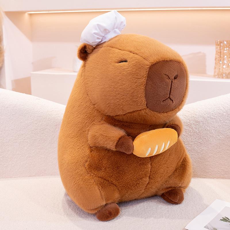 Chef Capybara Plush Toy: Cute Baker Doll, Large Sleep Companion Pillow