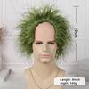 Peluca Verde Corta Rizada Sintética con Gorro Calvo, Cabello Rizado Ondulado Esponjoso para Disfraz, Peluca de Fiesta Cosplay Halloween, Fibra Estilo Anime de 6 Pulgadas
