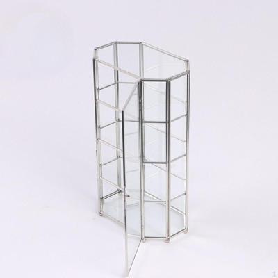 Desktop Glass Makeup Storage Box Cosmetic Organizer Trinket Earring Ring Holder with 4 Tiers Perfume