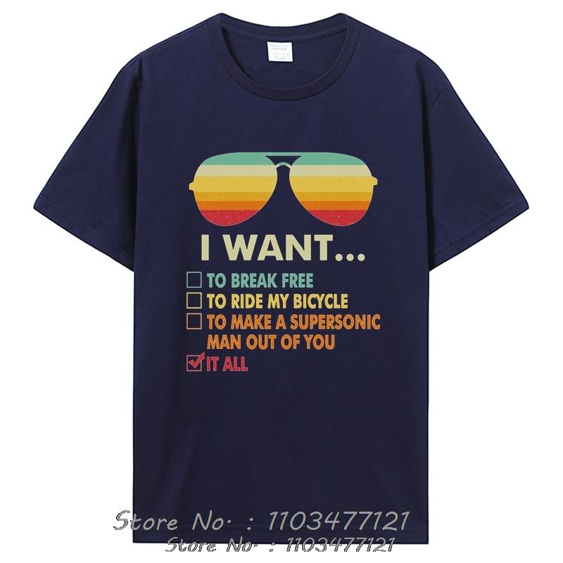 

Забавный подарок для меломана Костюм велосипедиста Я хочу все Классическая футболка Мужская одежда Мужская хлопковая футболка Футболки с графикой Футболки S