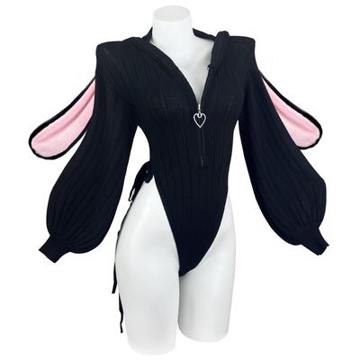 Set Costum Sexy Iepuraș Cosplay pentru Animale Sexy Petrecere de Halloween Autentic Costum Iepuraș Cosplay [KORURACLUB] Body Femei din 3 Piese, Costum, Drăguț,