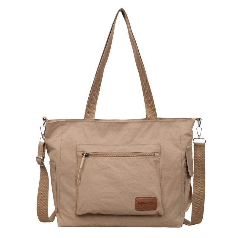 Nylon Tote Bag Women Casual Shoulder Bag with Zipper Pocket for Daily Use