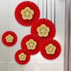 Chinese New Year Paper Fan Decor Chinese Wedding Red Paper Fan Hanging Ornament Crafts  Home Spring Festival Wedding Party Decor