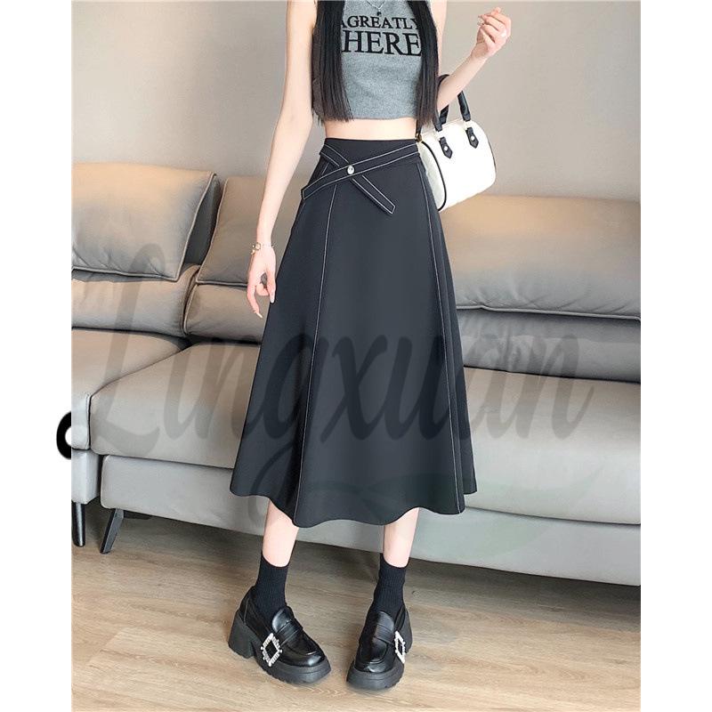 Plus Size High-Waisted A-Line Midi Skirt - New Style, Hip-Covering, Slimming Umbrella Design for Women