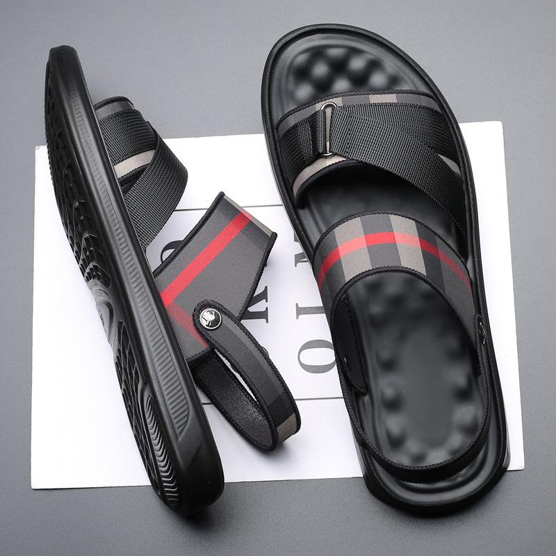 2025 direct sales men's cool slippers fashionable and trendy Oxford cloth 2025 summer new non-slip dual-purpose beach shoes men