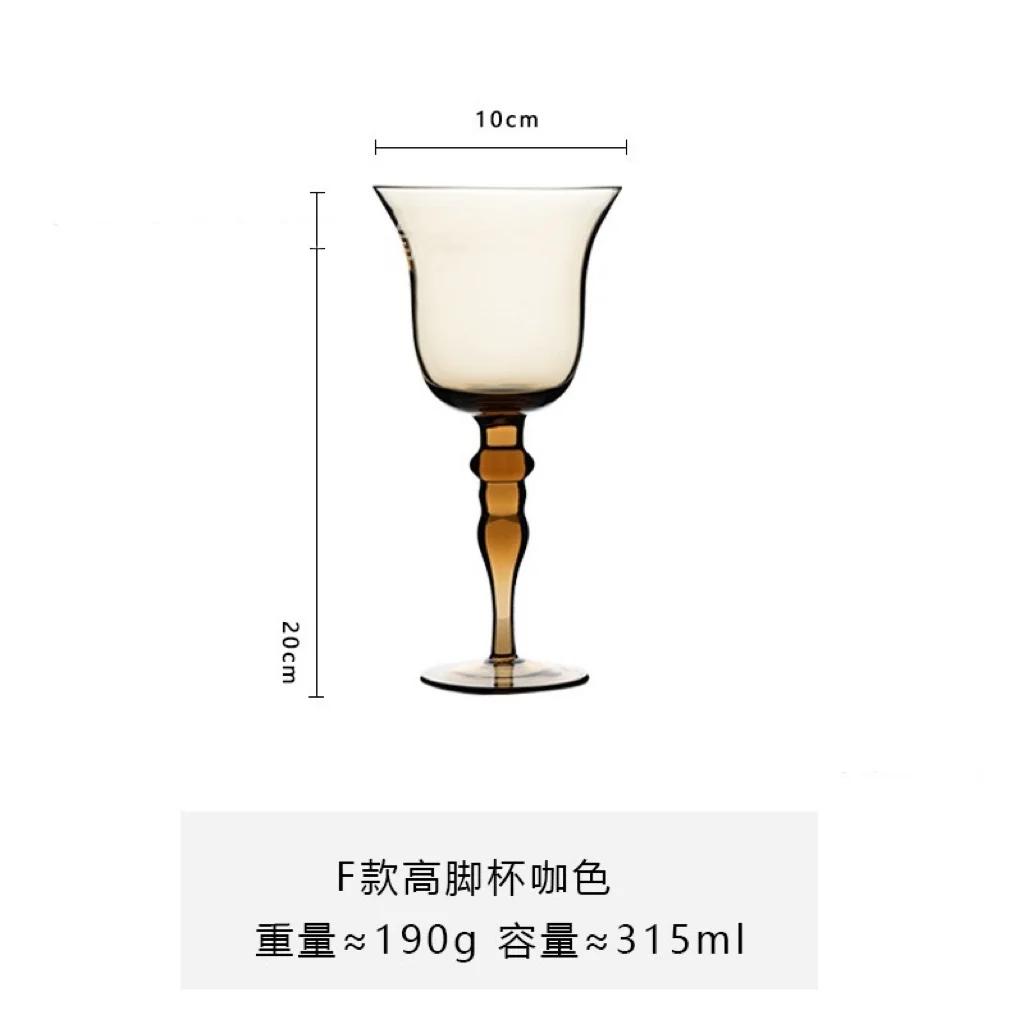 Medieval Goblet Champagne Wine Glass French Home Colored Vintage Vertical Green Cobalt Blue Amber Roman Column Wedding Wine Cup