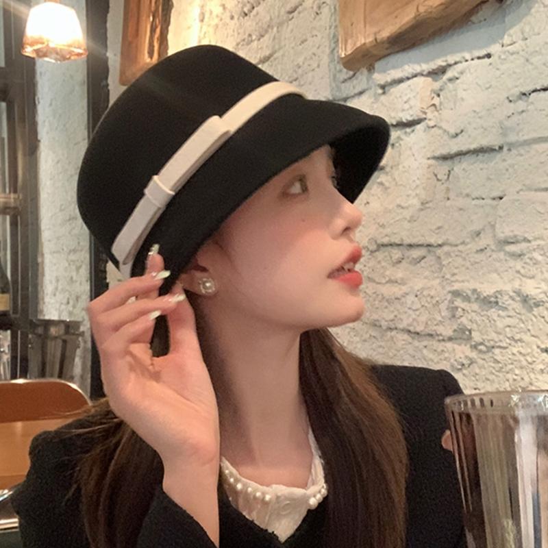 Princess Cloche Hat Handmade Woolen Hat Elegant Sun Hat Surprise Gift for Girlfriend for Vacations French Style