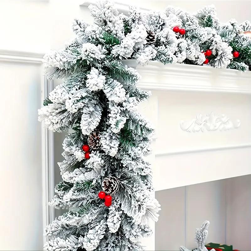 Flocked Vine Garland Christmas Fireplace Stair Decor PVC Door Hanging Ornament American Style