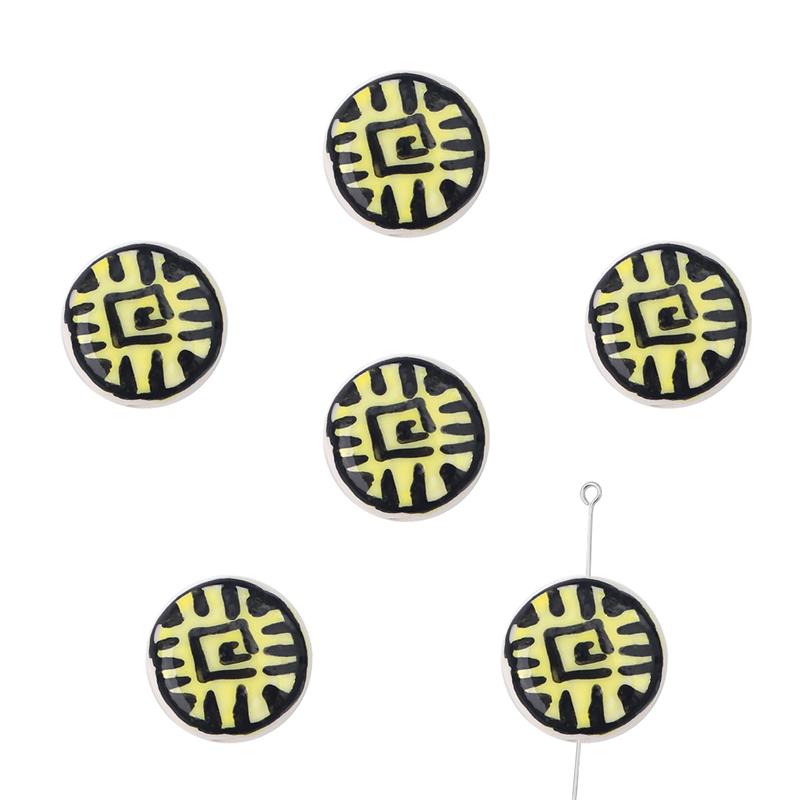 2 buc/pungă Vopsea manuală 15 mm Mărgele de porțelan ceramică cu model de inimă de flori Mărgele distanțiere libere pentru colier, cercei, bijuterii, artizanat