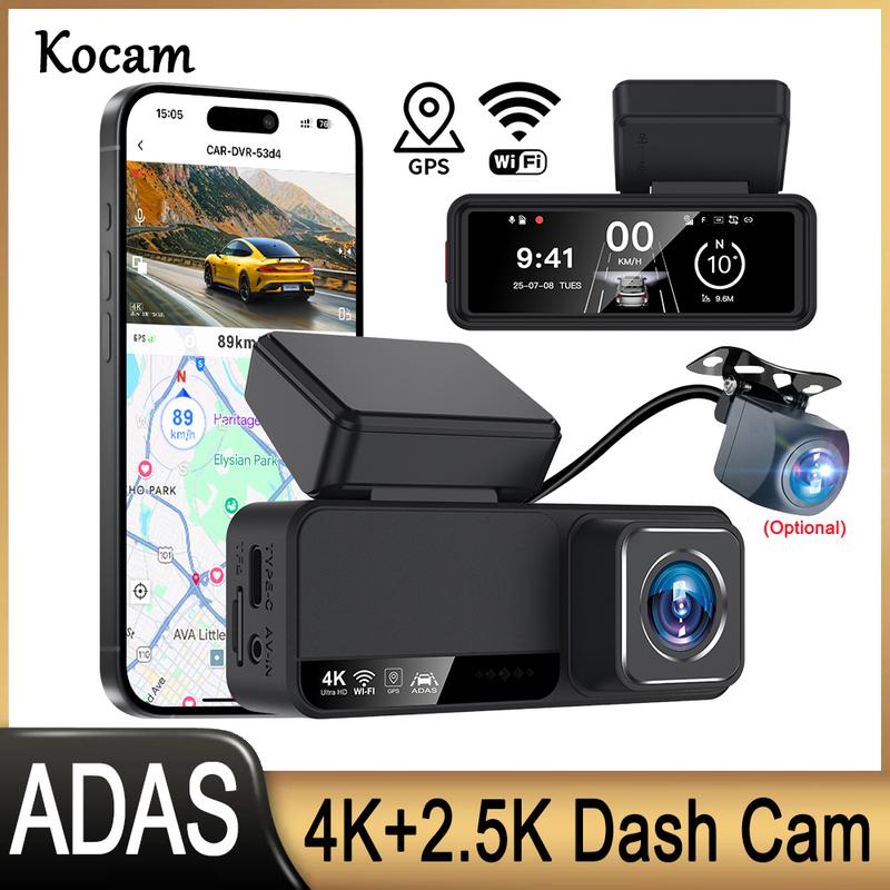 Kocam Dash Cam 4K 3.2 Inch Mini Car Dvr Dual Lens With GPS WIFI ADAS 24h Parking 2.5K Rear View Camera Night Vision Black Box