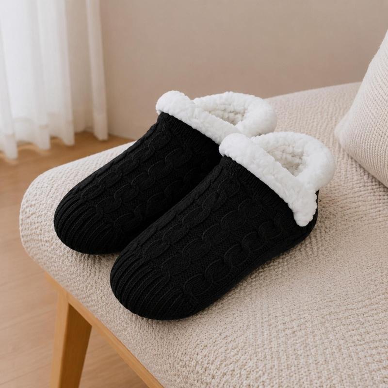 Warm Indoor Floor Socks with Cable Texture, Plush Lining and Traction Dots for Walking Around the Home in Cool Weather