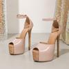 Design 2026 Summer Chunky Platform Peep Toe Women Sandals Fashion Sexy Thin High Heels Buckle Strap Stripper Prom Shoes