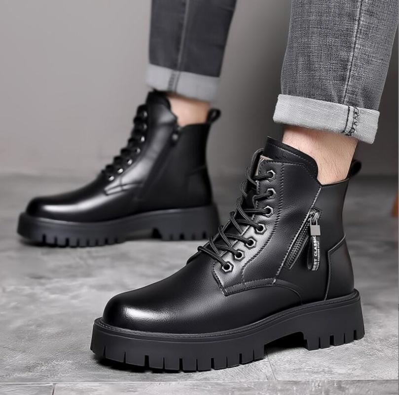 Podzimní zimní klasické teplé sněhule pánské silné podrážky protiskluzové pracovní boty pánské outdoorové ležérní boty boty s velkou špičkou kožené boty
