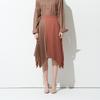 Pin Black Check Mix Pleats Skirt Camel