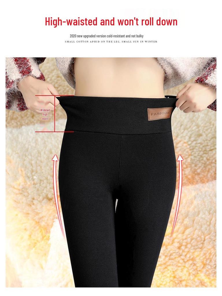 Women's Fleece-Lined High-Waisted Lambswool Leggings