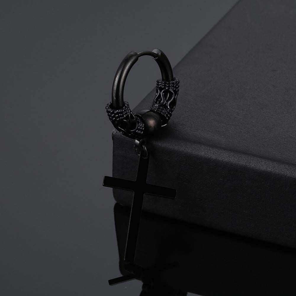 Cross Round Pendent Hollow Out Korean Dangle Earrings Ear Jewelry Stud Earrings Men Hoop Earrings