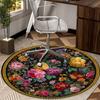 Floral Elegance In Pink Roses round carpet Chair cushion Round Entryway Rug, Soft Round Rugs for Living Room, Bedroom, Circle Carpet decor gifts