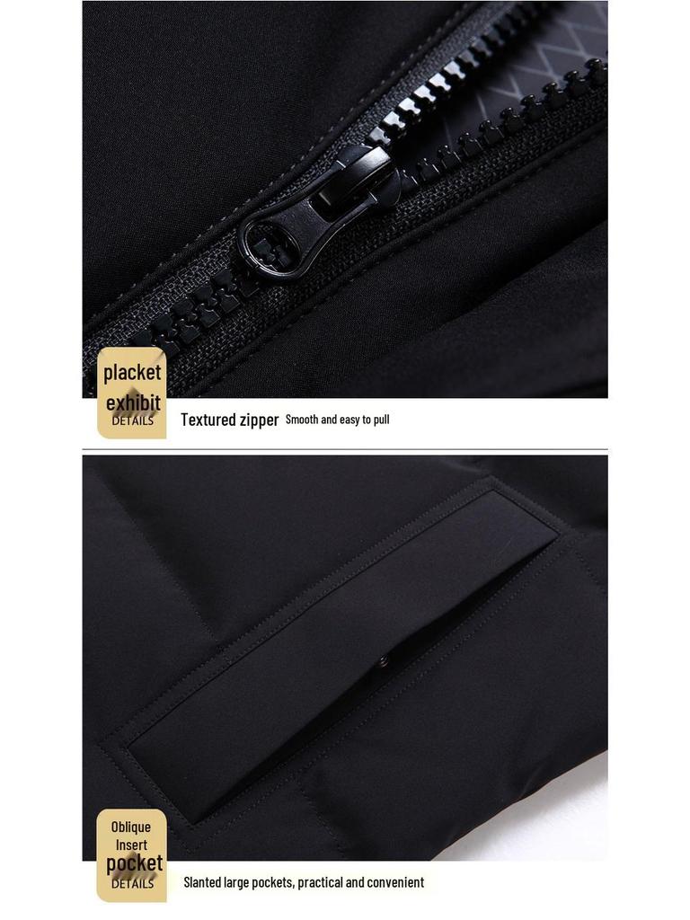 2025 Men's Mid-Length Down Jacket: Thickened White Duck Down, Business Casual, Winter Outerwear for Middle-Aged and Elderly.