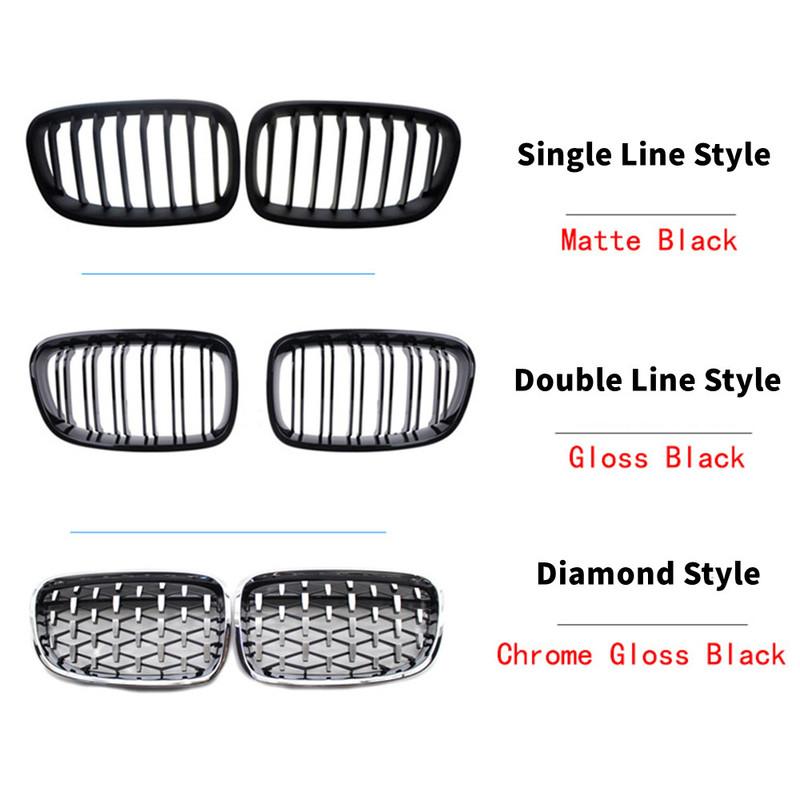 For BMW 1 Series F20 F21 2011-2014 Single/Double/Diamond Style Front Bumper Racing Grille Kidney Mesh Grill Car Replacement