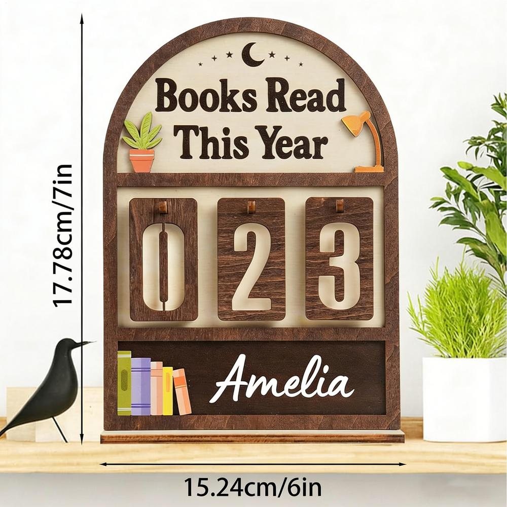 

Books Read Counter Wooden Bookshelf Decoration Books Read Tracker For Library Nook Study Corner Home Workplace Living Room