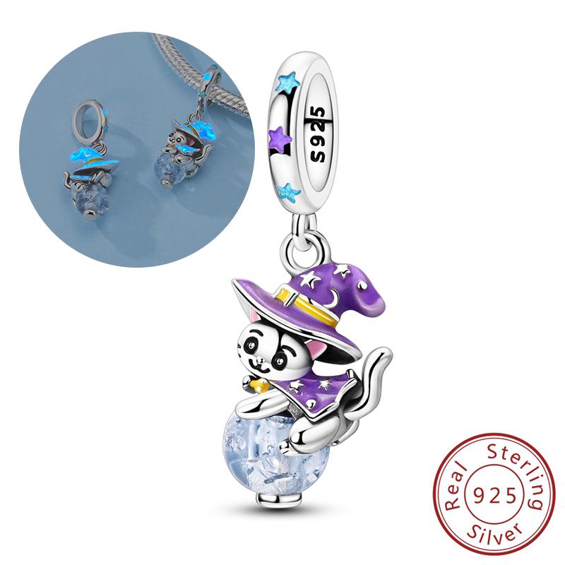 Real Copper Charms Luminous Firefly Butterfly Sunflower Pink Beads Fit Original Bracelet Women Birthday Diy Jewelry