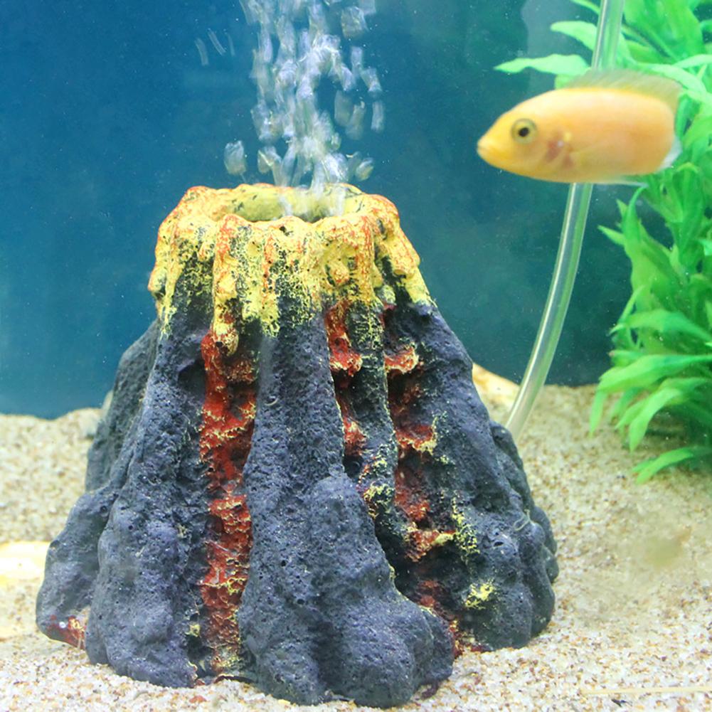 קישוטי הר געש מלאכותיים משאבת חמצן אבן בועות אוויר ערכה קישוט סימולציה לאקווריום מיכל דגים