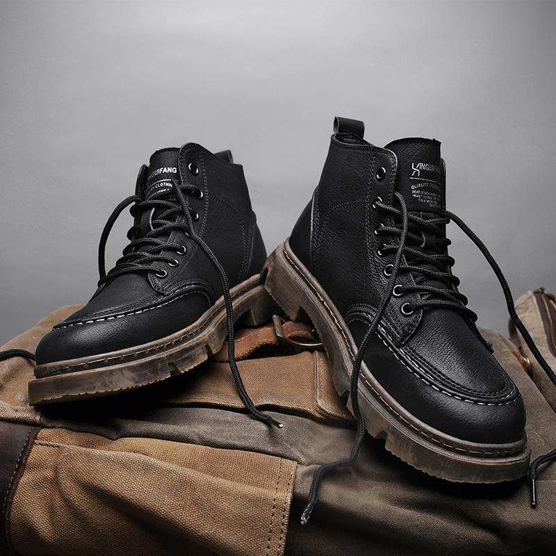New Fashion Autumn And Winter Men's High Top Martin Boots Students Male Boys Trending Soft Sole Work Shoes Labor Protection Martin Sneakers