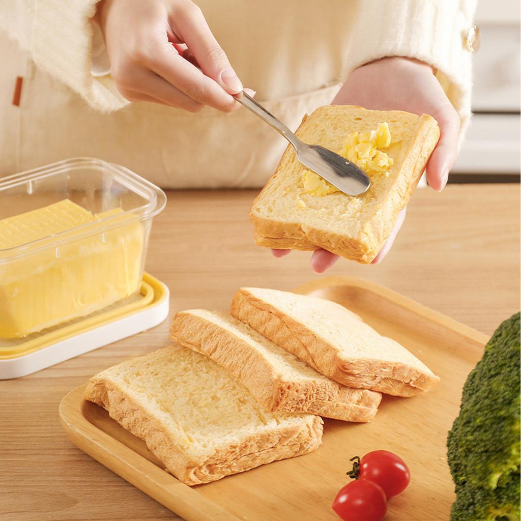 Butter Storage Box with Lid Stainless Steel Cutter Freshness Keep Food Container for Refrigerator