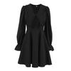 Fashion Fall and Winter Elegance Women's Dress Black Long Sleeves Temperament Skirt Casual