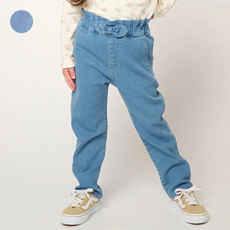 [Children's Clothing] Moujonjon (Moojeongjeong) Waist Frill Denim Tapered Pants 90cm-140cm M61000