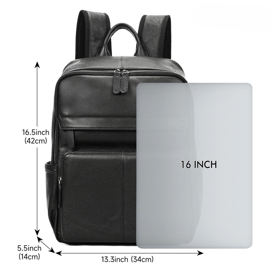 Genuine Leather Large-capacity Fashionable Double-shoulder Backpack for Business Commuting and Multi-functional Use