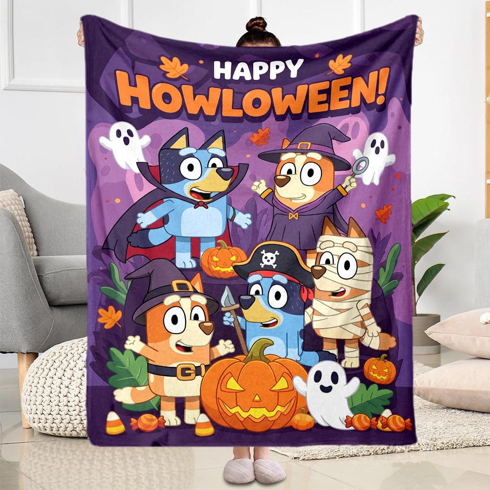 Halloween Bluey Gang Blanket Soft & Cozy Suitable for Sofa Couch Bed Four Seasons Multipurpose Modern Style Birthday Christmas Gift Blanket