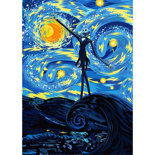 Abstrakter Künstler Van Gogh Landschaft Sternennacht Poster und Drucke Klassische Leinwandgemälde Wandkunst Bild für Heimdekoration