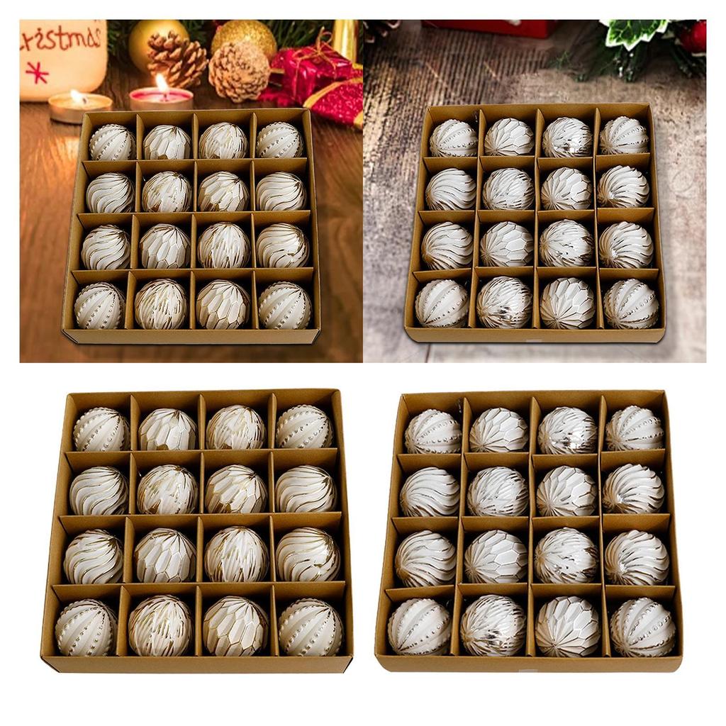 16Pcs Xmas Small Pendants Shatterproof Hanging Christmas Tree Decoration for Porch Yard Home Indoor Outdoor Decor Celebration