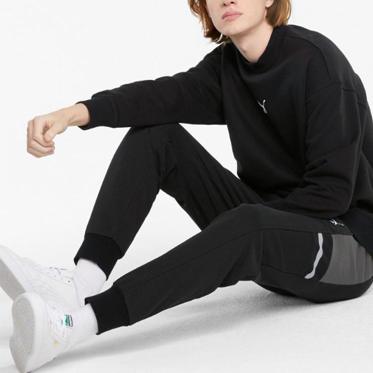 Puma Logo Patch Embroidery Elastic Waist Tapered Knit Joggers Men Bottoms Black 533206-01