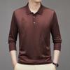 Long sleeved T-shirt Men's Ice Silk Lapel Top Bottoming Shirt Middle-aged Dad Loose Casual Polo Shirt