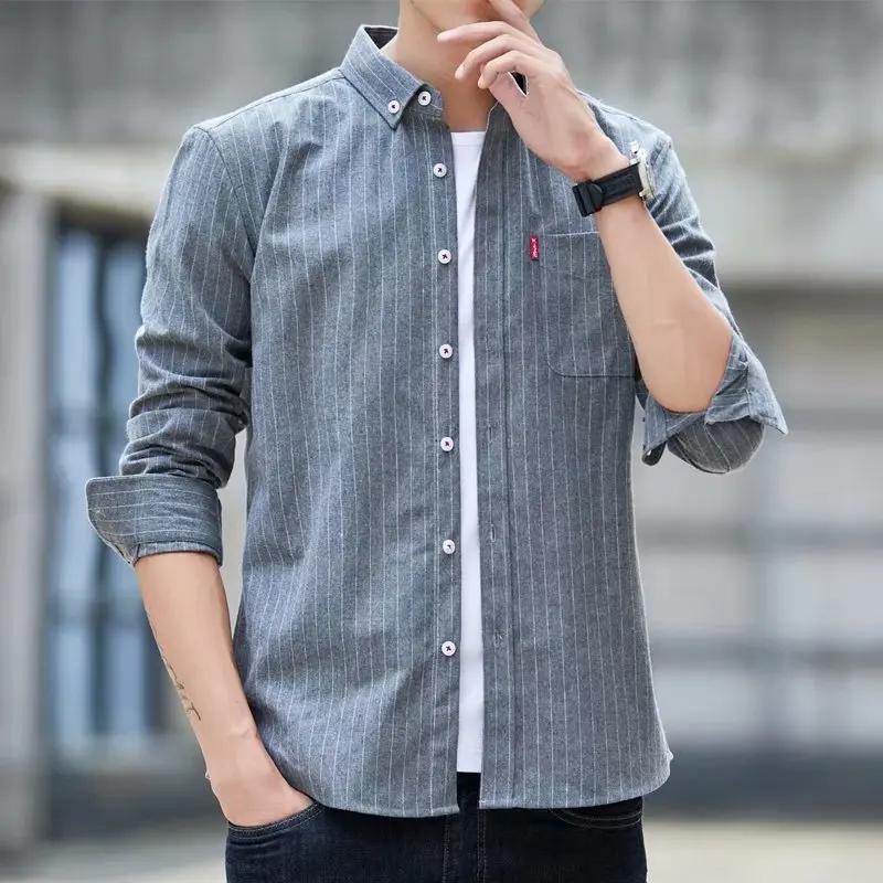 Men's Trendy Korean Plaid Long-Sleeved Casual Shirt for Spring & Summer