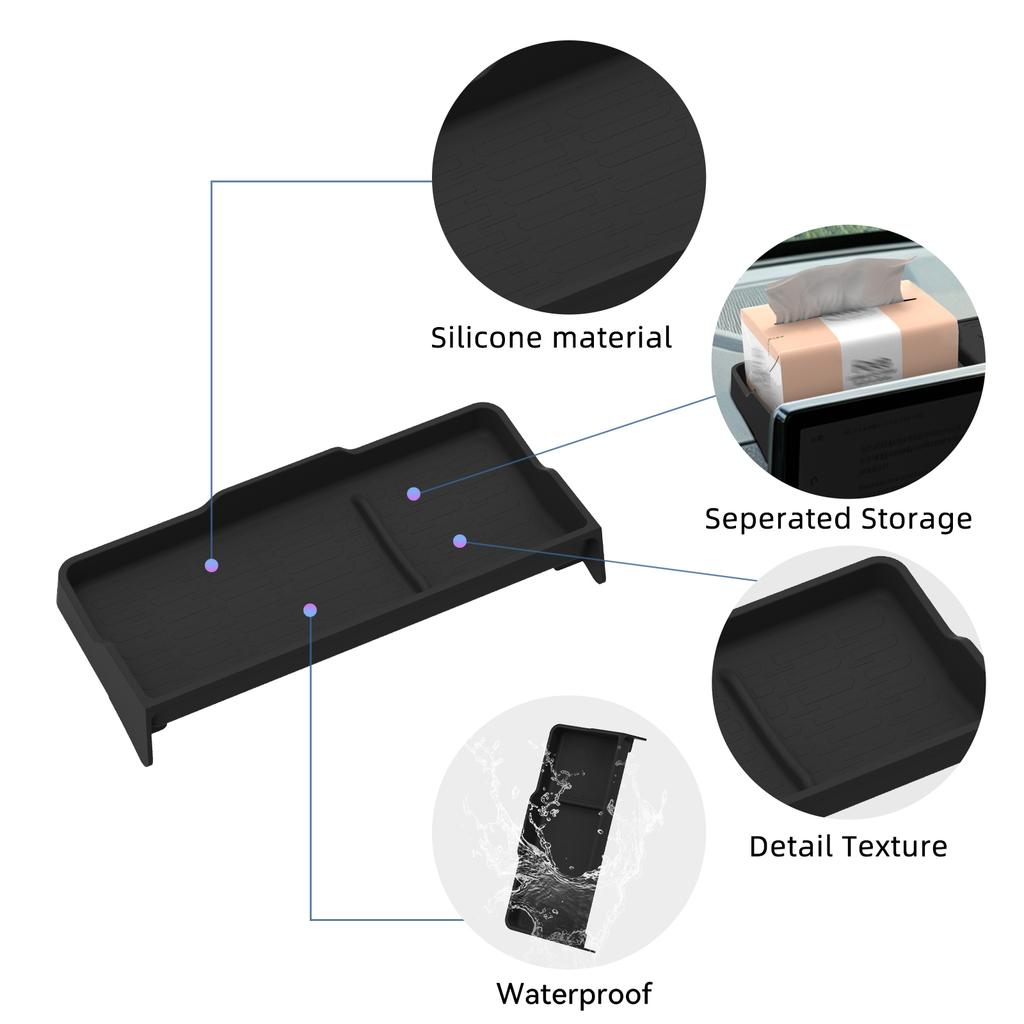 Smabee Left Drive for Ford Explorer 2026 US Version Dashboard Storage Tray Silicone Center Hidden Tray Behind Screen Accessories