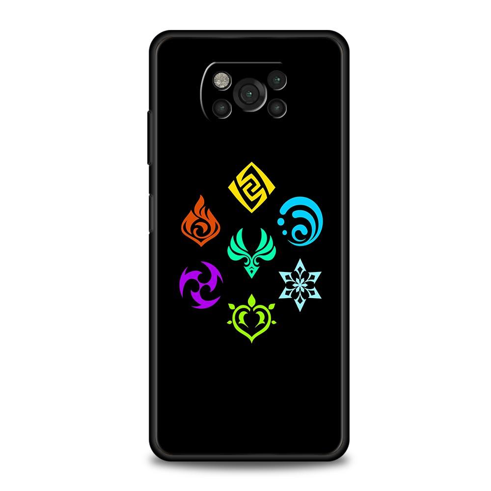Cute Genshin Impact Logo For Xiaomi Mi Poco X3 NFC M3 F3 M4 X4 Pro Case 5G Note 10 Lite 11 11T 10T 11X 12 Pro 9T 11i Phone Cover