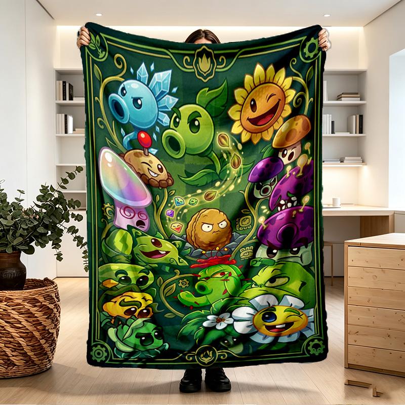 Plants VS Zombies Print Blanket - Soft & Comfortable, for Bedroom, Travel, Sofa, Home Decoration - Birthday Christmas Gift for Friend
