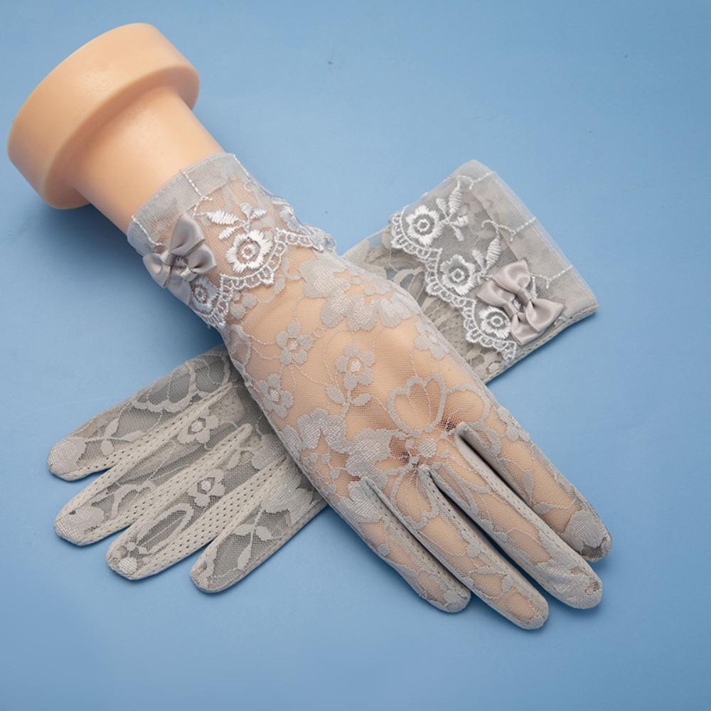 Lace Sunscreen Gloves Anti-Slip Touch Screen Gloves Elegant Ice Silk Glove  Outdoor