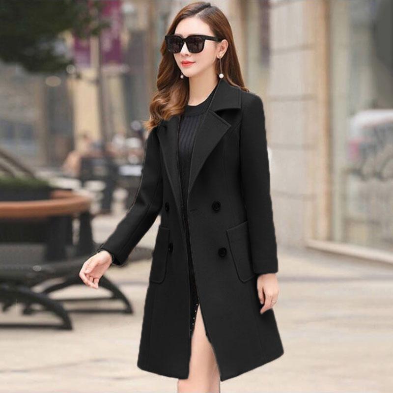 Elegant Women's Winter Korean Version Plus Size Slim Woolen Coats Female Fashion Temperament Woolen Coat