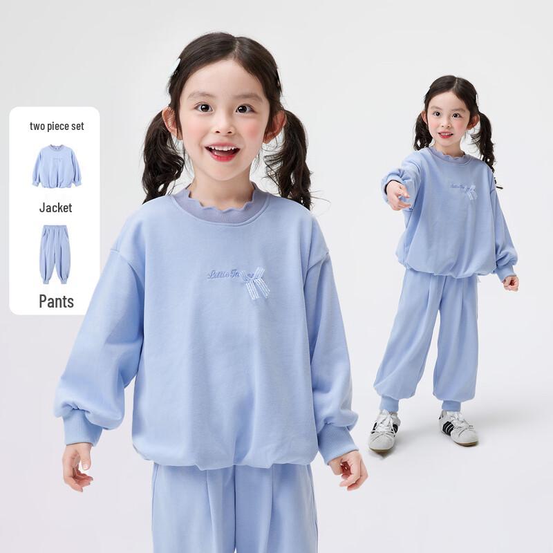 

Girls Casual Lace Bow Two-Piece Set 110