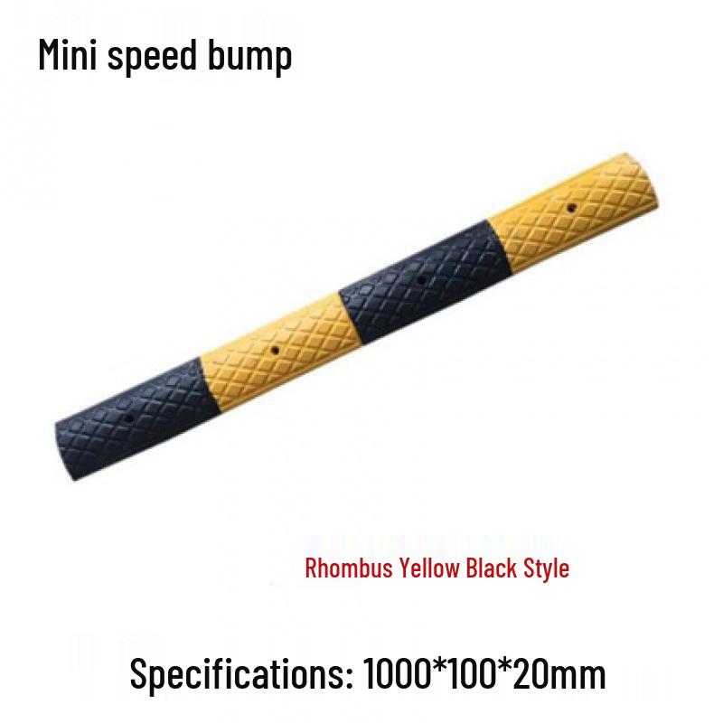 2cm High Mini Rubber Speed Bump and Bicycle Buffer with Yellow-Black Stripes for Parking Space Division